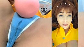cosplay latina diane ahegao squirts hard in wet panties orgasm