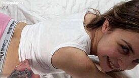 18yo teen gives first monster cock blowjob to stepsis roleplay