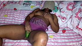 fucking my horny pot with cucumber hides wild chubby ebony surprises