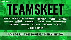 Blonde Double Teases Santa with Sloppy Ball Licking and Orgasm