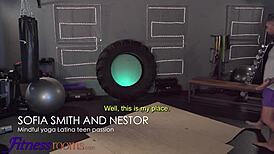 sofia smith latina teen pov blowjob in ripped yoga pants gym