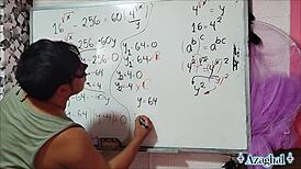 24-year-old asian beauty explores bedroom algebra roots with brown eyes tease