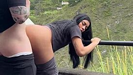 hot young colombian couple films risky public park doggystyle but it goes wrong