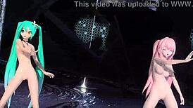 hatsune miku and luka perform worlds end dancehall in full nude mod showcase