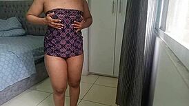 Neighbor spies housewife fingering her big tits and pussy nude