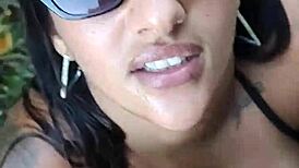 Public Beach Tease Wife Sucks Hubby to Facial Bliss