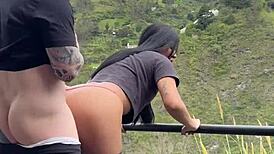 hot young colombian couple films risky public park doggystyle but it goes wrong