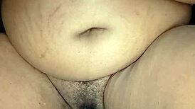 ebony stepmother fingers wet hairy pussy to orgasm