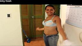 you see this short midget puerto rican latina stripper gettin her clothes ripped for big black cock workout in florida?