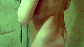 peeking on busty neighbor shower turns into naked bathroom fuck and cum