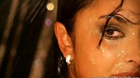 brunette indian milf girlfriend cleanses her erotic oriental body solo in high def