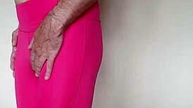 misr4's tight pink leggings hug her sexy workout curves close-up