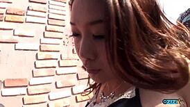 Drinking led to him deepthroating her big clit then cumming in mouth on stairs