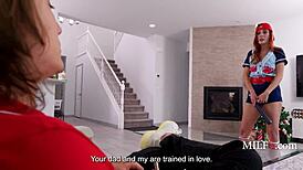 stepmom holly lace mistakes huge dildo for baseball bat and fucks it hard