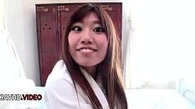 Chisa Hoshino Shaved Pussy Takes Hardcore Thrusts and Seductive Blowjob