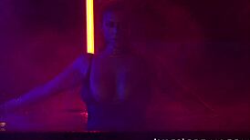 picture angela white's dark curves teasing under neon lights with jules jordan's monster cock seduction
