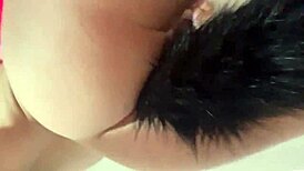 SKINNY TEEN VIBRATES TIGHT PUSSY RIDES DILDO WITH BUTTPLUG!