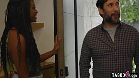 ebony milf's big ass sways teasingly as boyfriend sneaks a forbidden lick