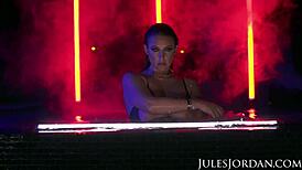 picture angela white's dark curves teasing under neon lights with jules jordan's monster cock seduction