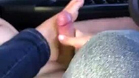 colombian babe gives hot footjob in the car