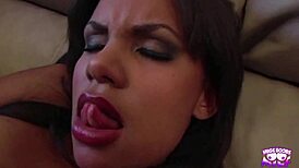 Brunette bikini babe dildos wet pussy then deepthroats hard cock