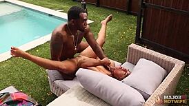 Karina valentina's wet pussy gets banged deep by rome major's big black cock doggystyle