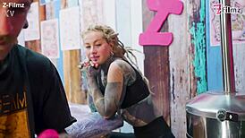 Big dicks pound this inked couple in wild foursome with tatted merry getting slammed hard