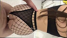 check out this young fat girlfriend in stockings who fucks bedroom style like total slut