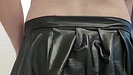 Kinky tattooed maid in lingerie flashes pierced nipples and buttplug in private california bath cage roleplay