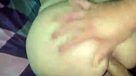 stepson slams his huge cock into sexy mother-in-law's big tits and ass from behind in bedroom