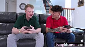 Curvy cougars unwittingly seduce each other's young stepsons in taboo ride