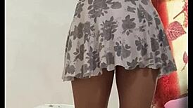 Voyeur Peek into Sexy Colombian Alexia's Miniskirt Room