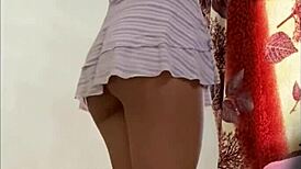 Voyeur Peek into Sexy Colombian Alexia's Miniskirt Room