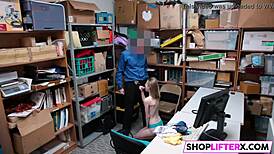 WOW! Sexy teen slut punished with monster cock for shoplifting in office!