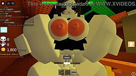 dude these two cute futanari bitches with big tits big ass go full lesbian kissing horny in roblox