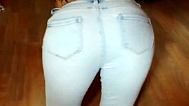 i'm shakin' from my innocent stepsis's pov blowjob cumshot facial on her cute face... jeans down ass out