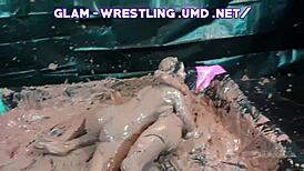 glam babes in messy mud wrestling tits out erotic catfight 😈💦