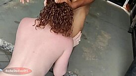 Fitness garage hookup as novinha cheats with hung stud while boyfriend shops