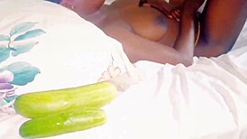 Black beauty's dripping huge pussy lips ache for giant cock to stretch her wide