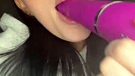 Horny British Brunette Teases Solo Toy Orgasm In Webcam