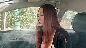 Artemisia Love Smokes in Car Solo Milf Tease