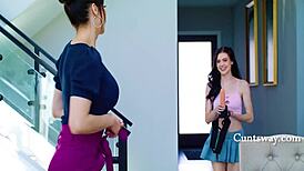 oh man playing game of thrones riding stepmom's dildo while social worker quizzes her love...