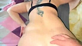 stepson slams his huge cock into sexy mother-in-law's big tits and ass from behind in bedroom