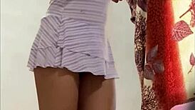 Voyeur Peek into Sexy Colombian Alexia's Miniskirt Room