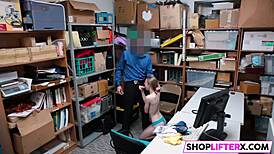 WOW! Sexy teen slut punished with monster cock for shoplifting in office!