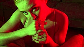 redhead slut deepthroats big cock passionately in bedroom with puffy nipples