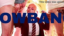 girl next door blonde student deepthroats and gulps cum