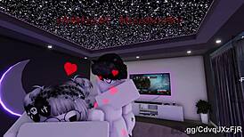 stranger pulls her into roblox condo for intense pussy licking cowgirl riding and missionary pounding