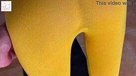 fit milf's wet puffy pussy lips exposed in yoga then doggystyle pounded