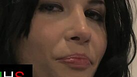 fabulous brunette gets pussy pounded doggystyle then swallows huge cumshot